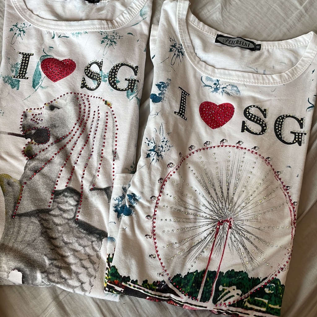 Set Of Two I Heart Sg (Singapore) T Shirts
